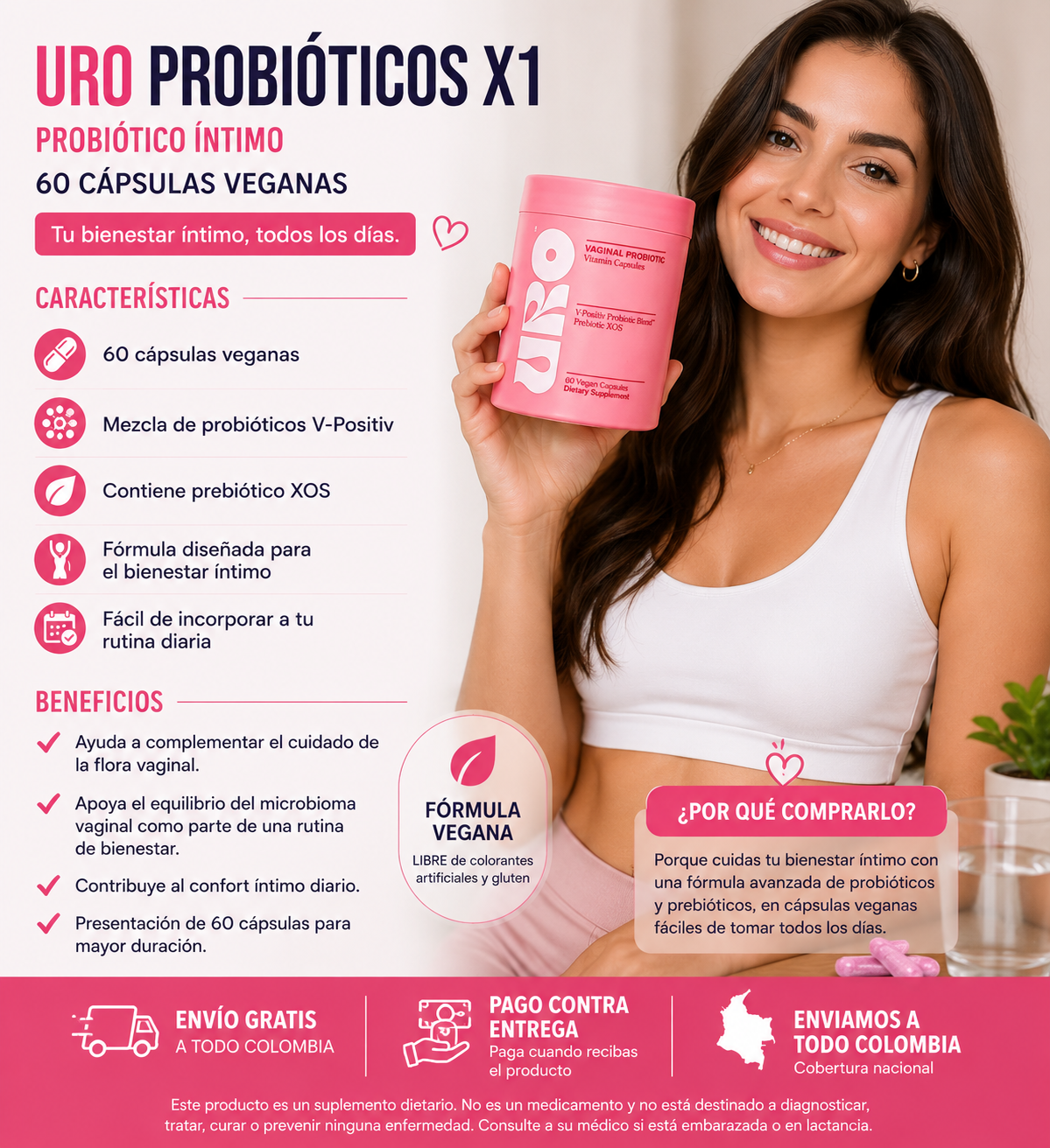 Uro Probióticos Vaginales X1 – Probiótico Íntimo 60 Cápsulas Veganas